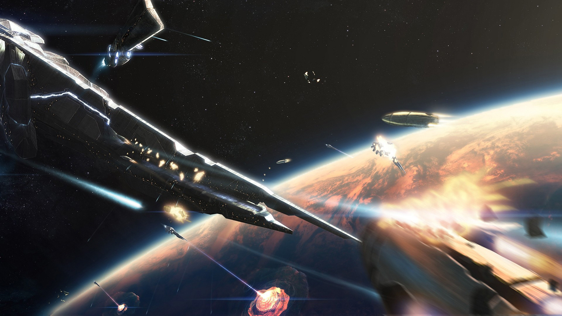Sci Epic Space Battle Background HD Wallpaper
