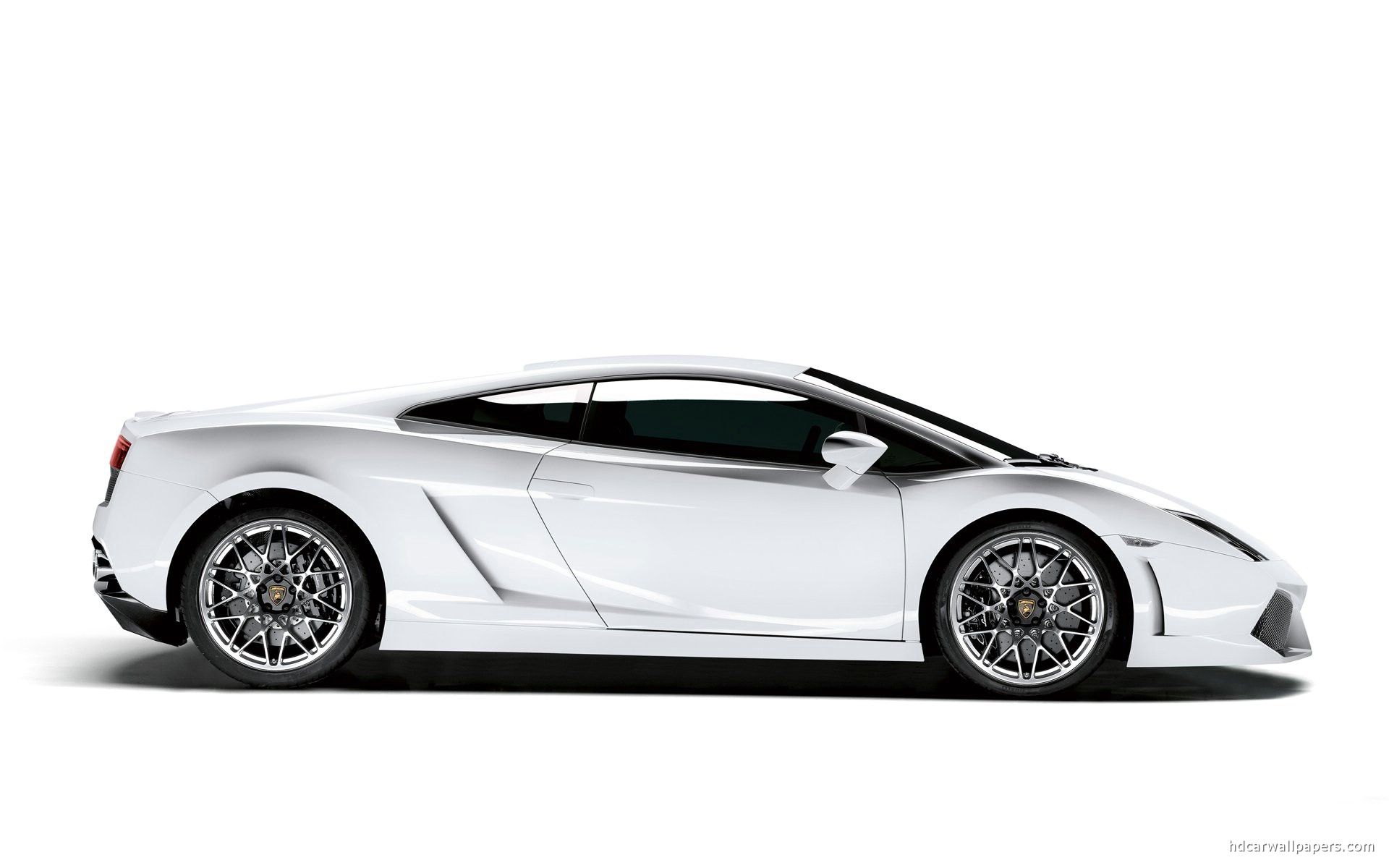 White Lamborghini Gallardo Side View on White Background
