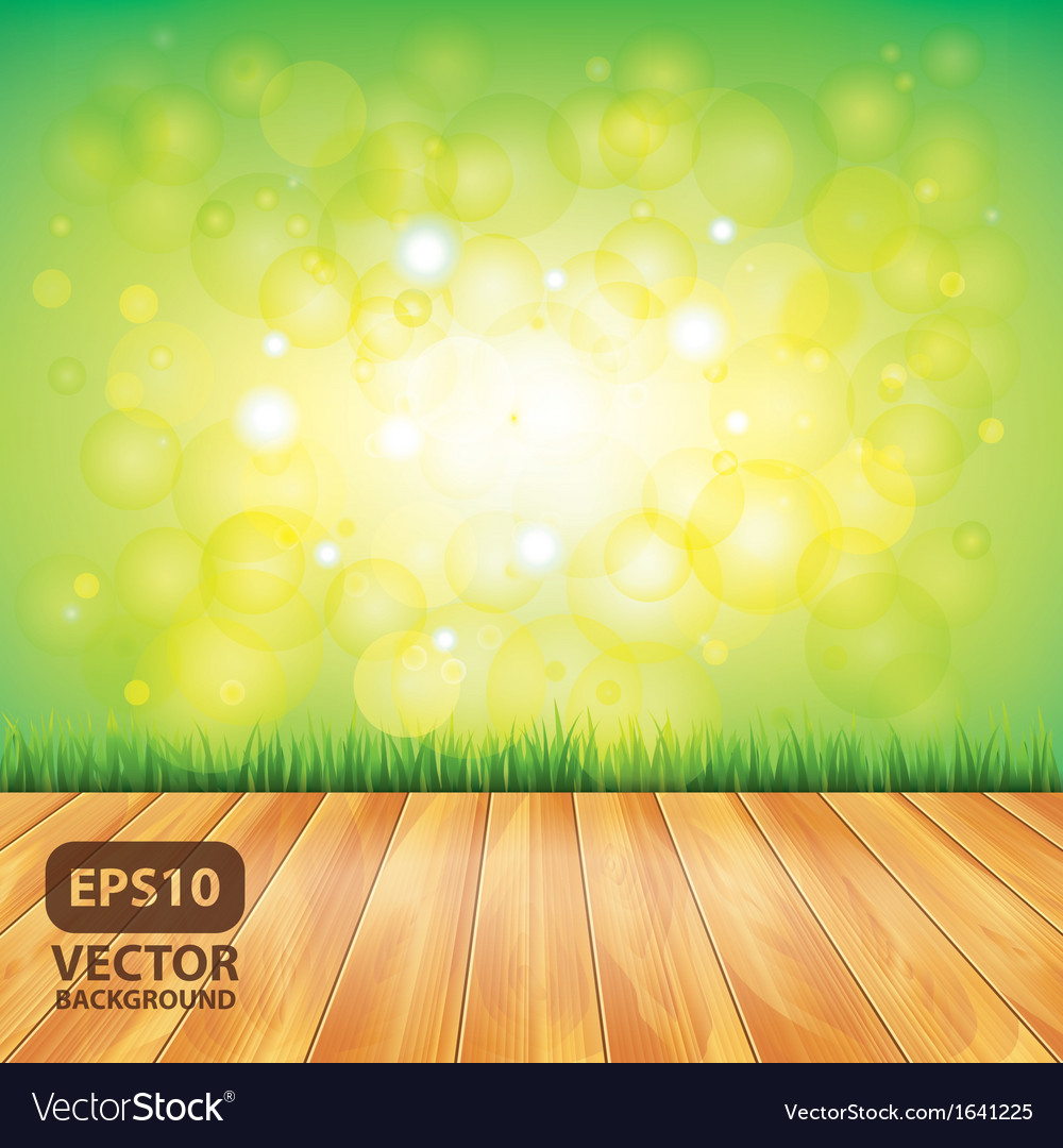 Grass nature background wooden floor Royalty Free Vector
