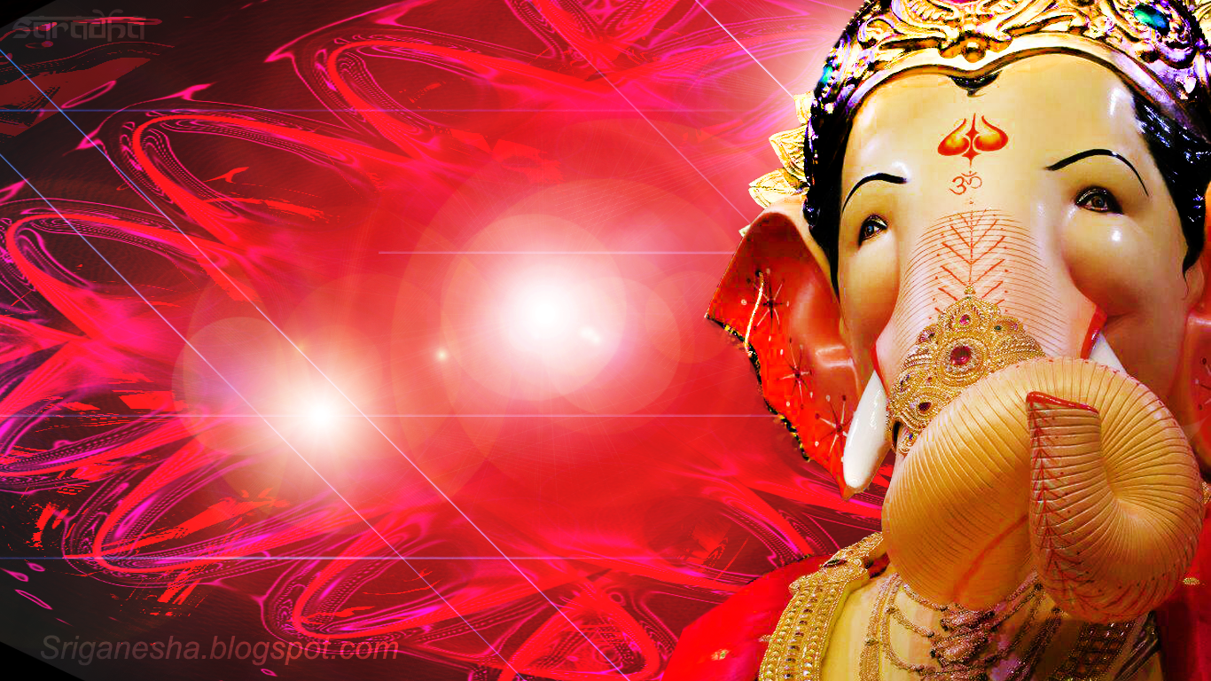 Sri Ganesha Ganapati Ganesh In Red Light Background