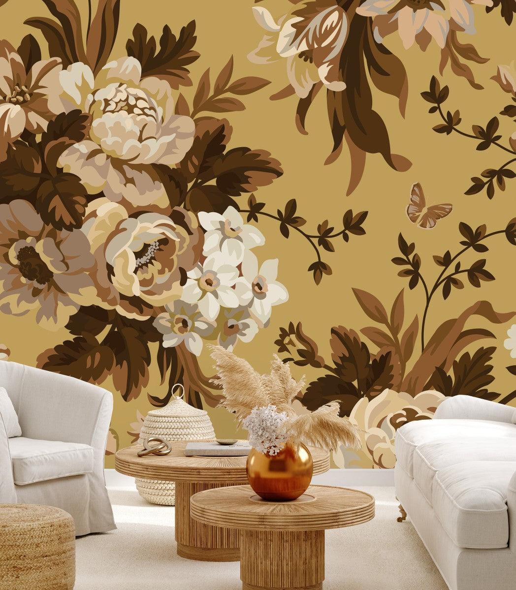 Contemporary Modern Beige Floral Wallpaper Buy At The Best Price
