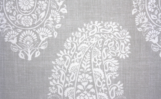 Printed Fabric A Large Paisley Design In French Grey