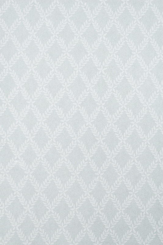 Esme Wallpaper Aqua Grey With Small White Laurel Leaf