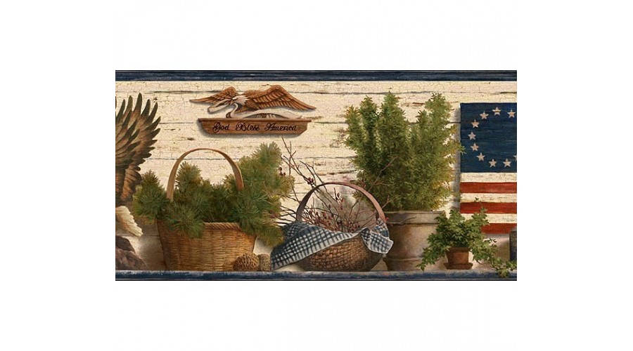 Home Blue Red and Green Lodge Flag Wallpaper Border 900x500