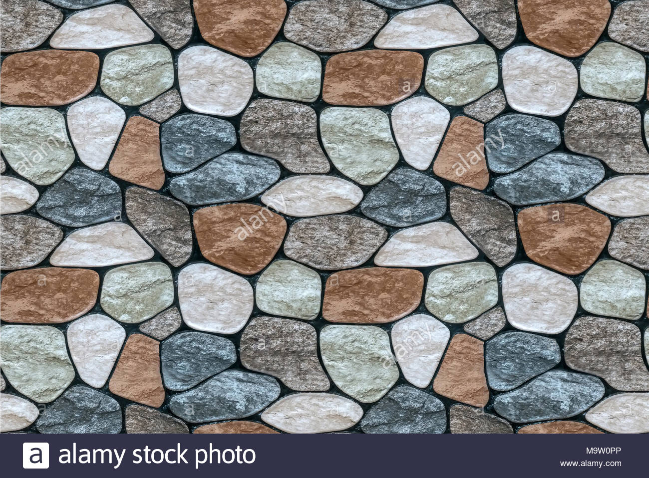 Wall Of Small Stone Texture Background Endless Seamless