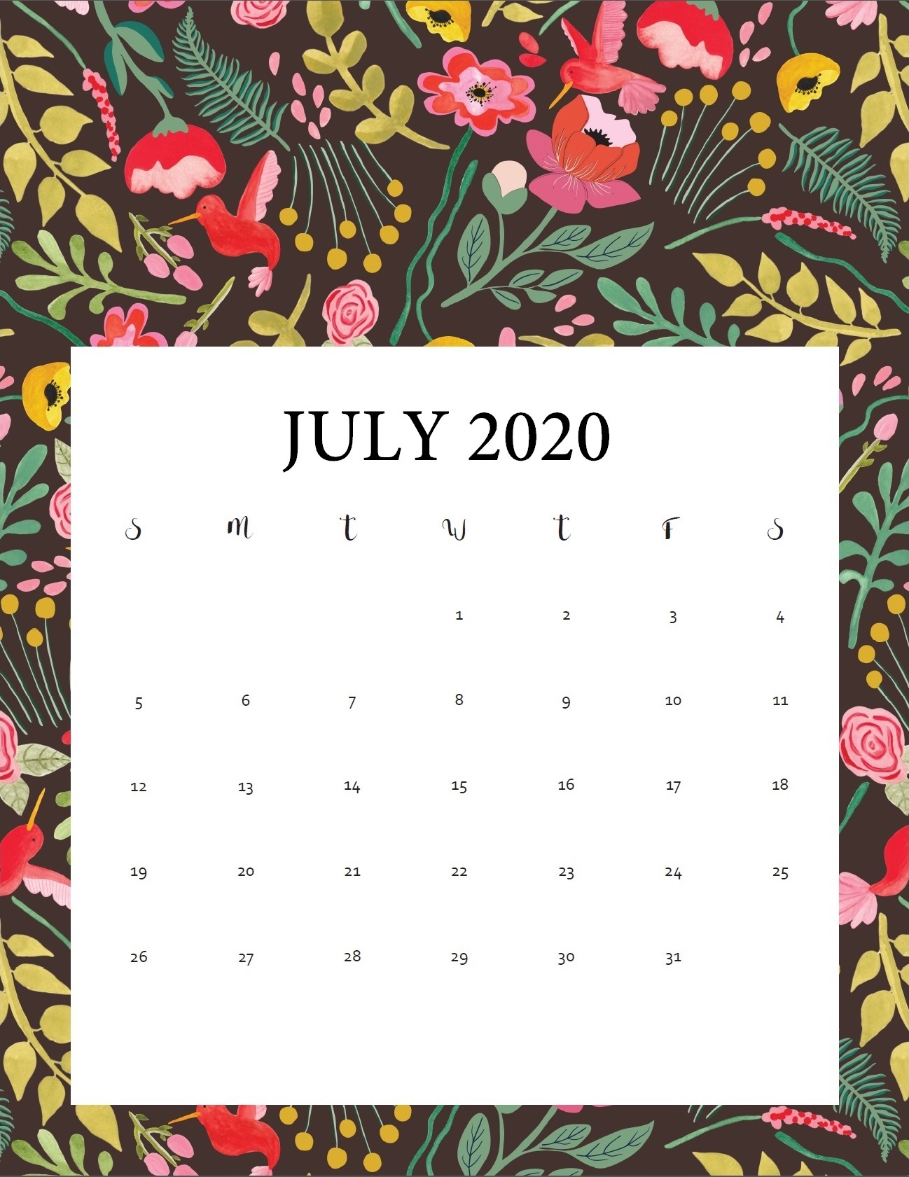 Free Printable 2020 Calendar Calendar 2020 1298x1681