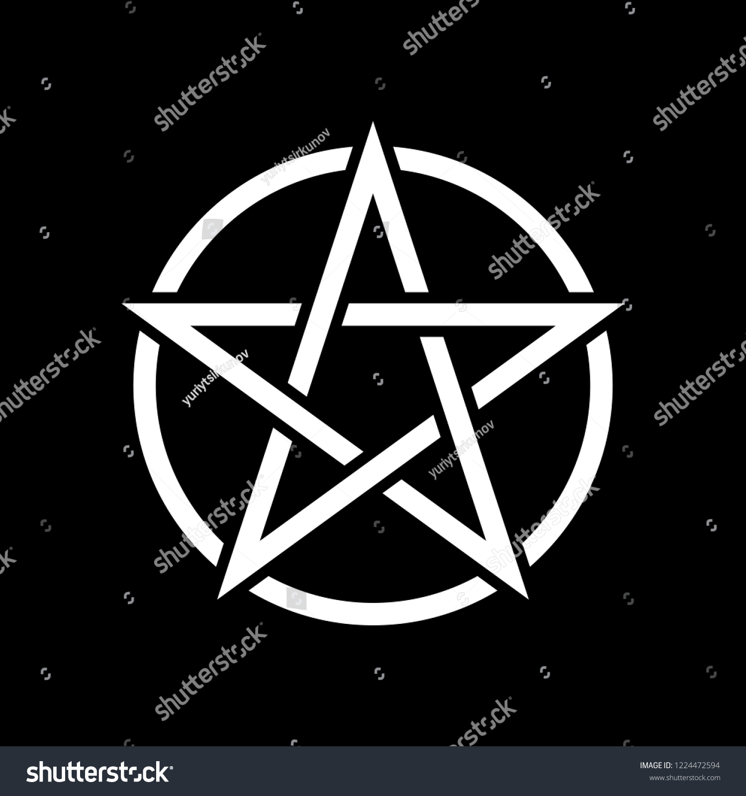 Pentacle Magic Sign Black Background Vector Stock Royalty