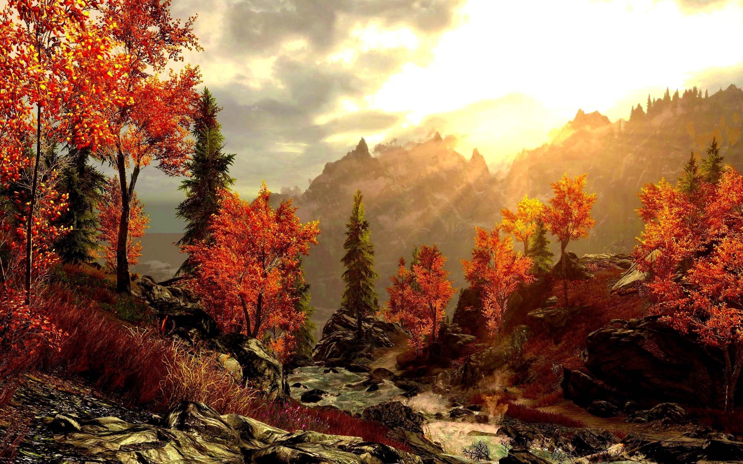 Autumn Forest Mountains Wallpaper HD