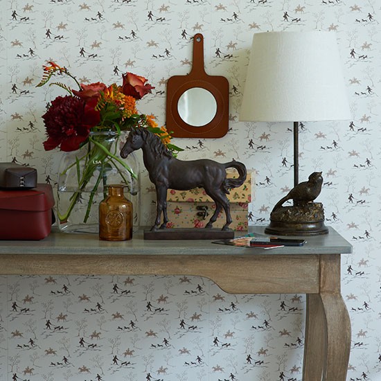 Hallway With Hunting Theme Wallpaper Decorating Country