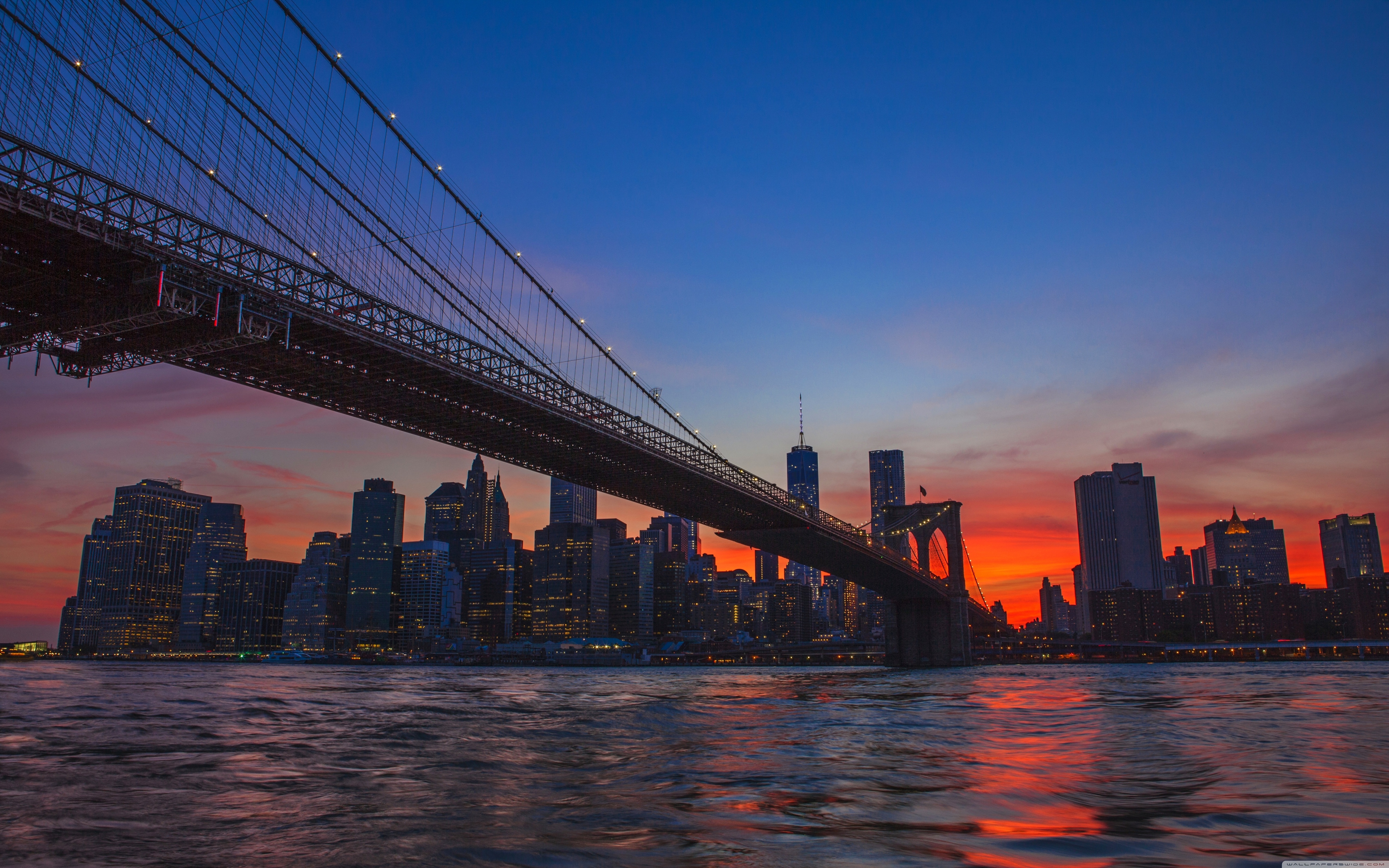 New York City Brooklyn Bridge View 4K HD Desktop Wallpaper for