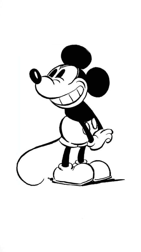 White Mickey Mouse The Iconic Cartoon Character Wallpaper