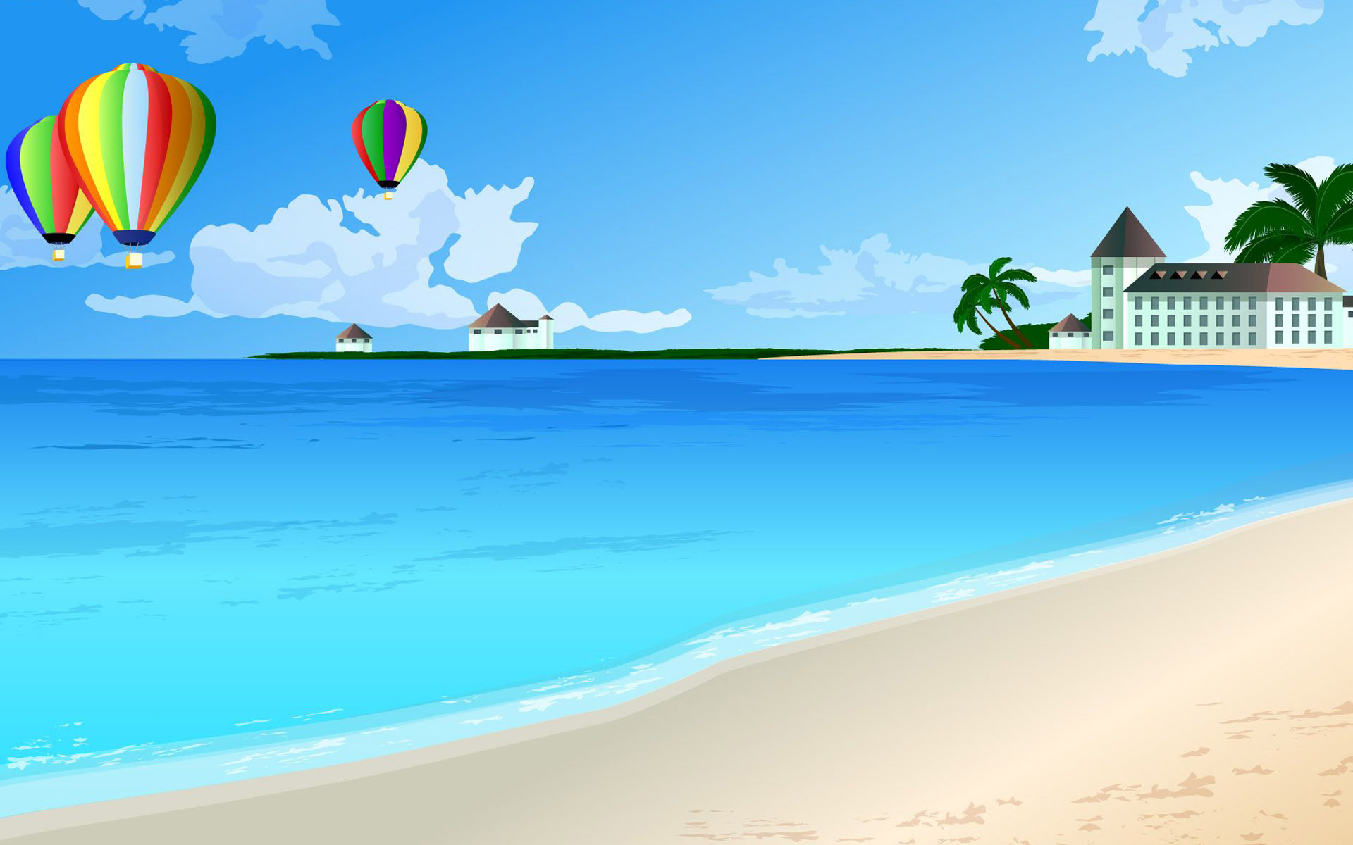 Free download vector color border beach ecard background wallpapers