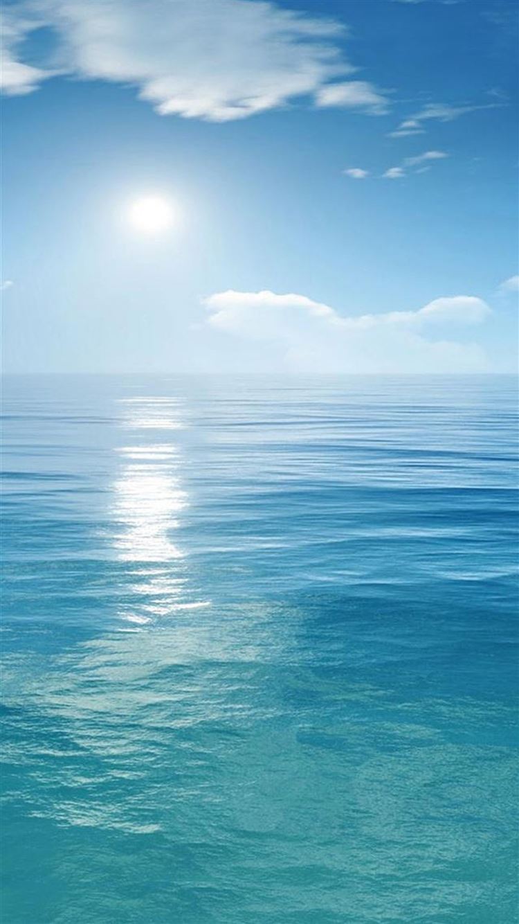 Sunny Clear Ocean Skyline Landscape iPhone Wallpaper