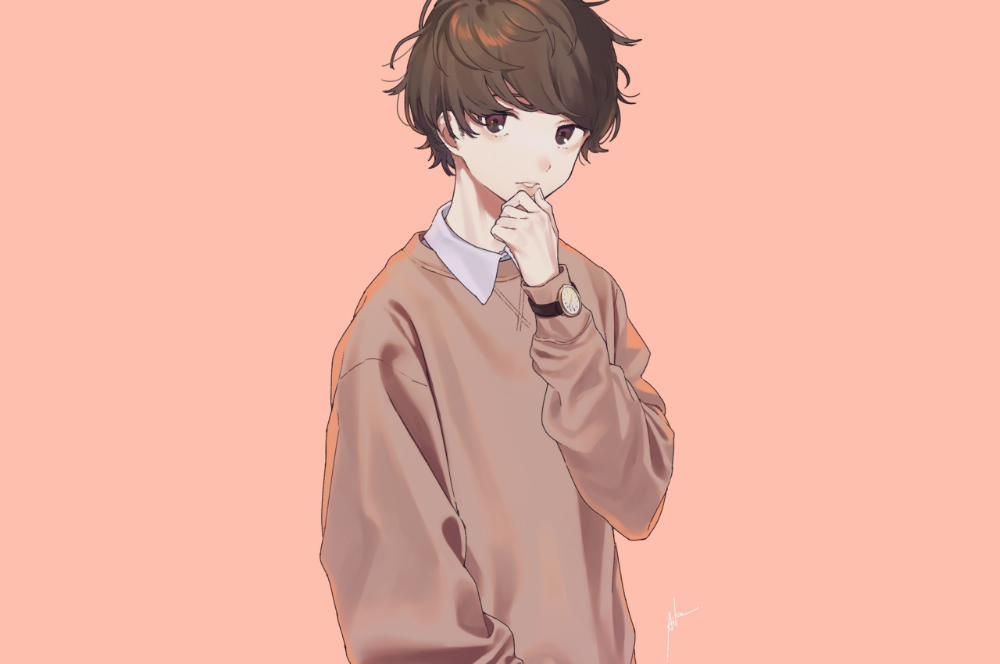 Anime Boy Pretty Cute Brown Hair Wallpaper