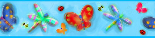 Neon Butterfly Dragonfly Kids Peel and Stick Wallpaper Border for