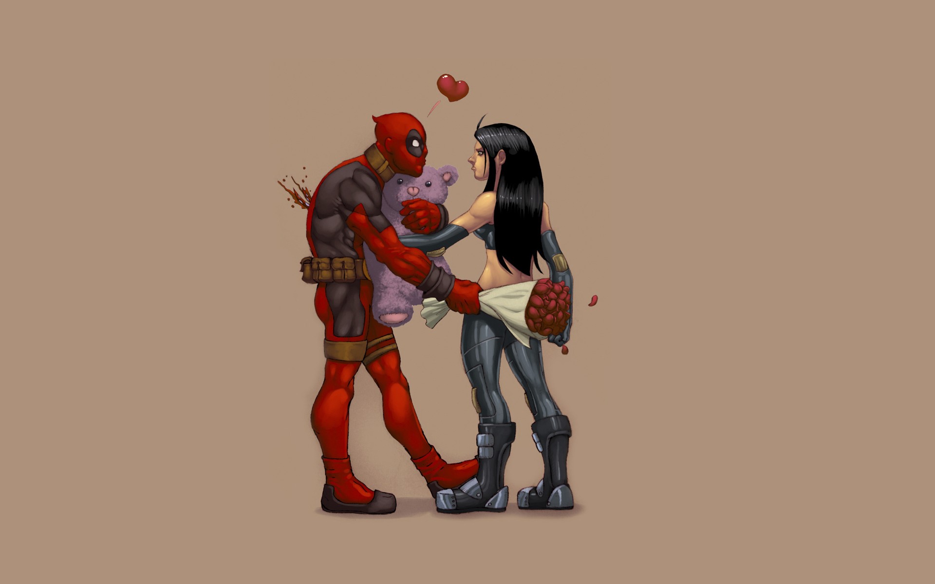 Deadpool Marvel X Flowers Rose Heart Mood Love Wallpaper Background