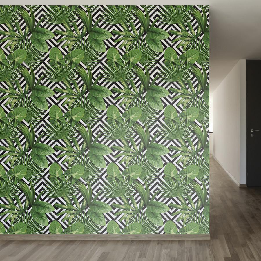 Palm Leaves Tropical Wallpaper For Walls Palms Over Diamonds
