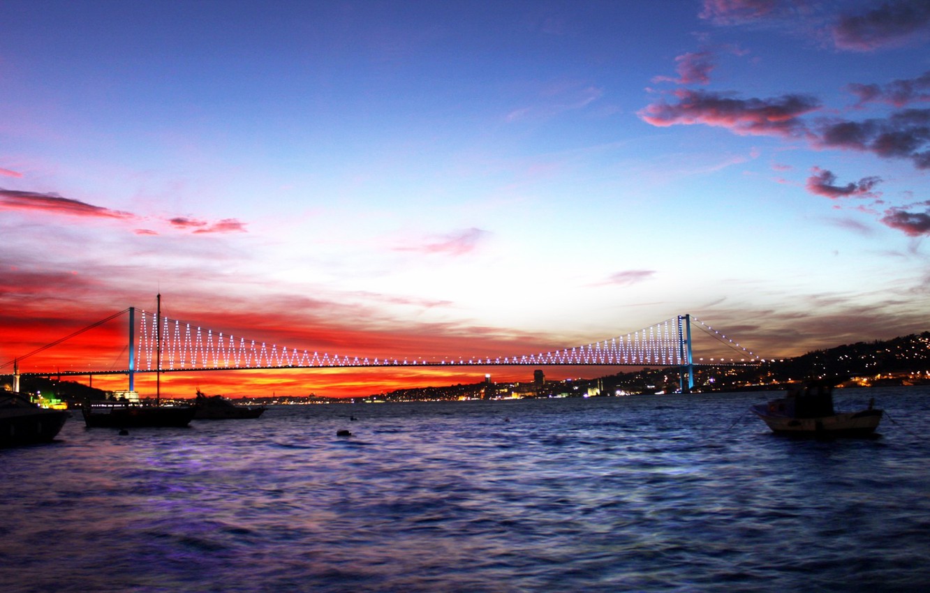 Wallpaper The Sky Sunset Strait Istanbul Turkey