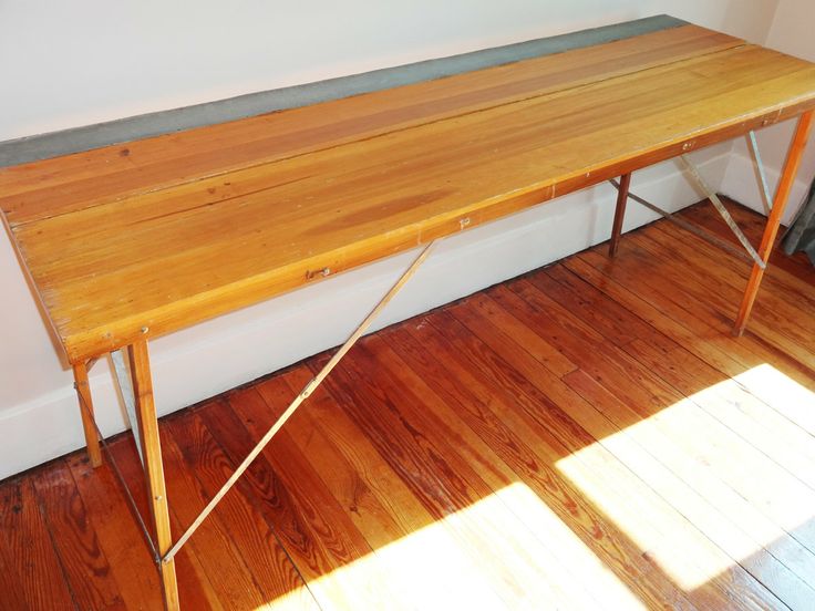 Vintage Wood Industrial Folding Desk Wall Paper Carpenter Table