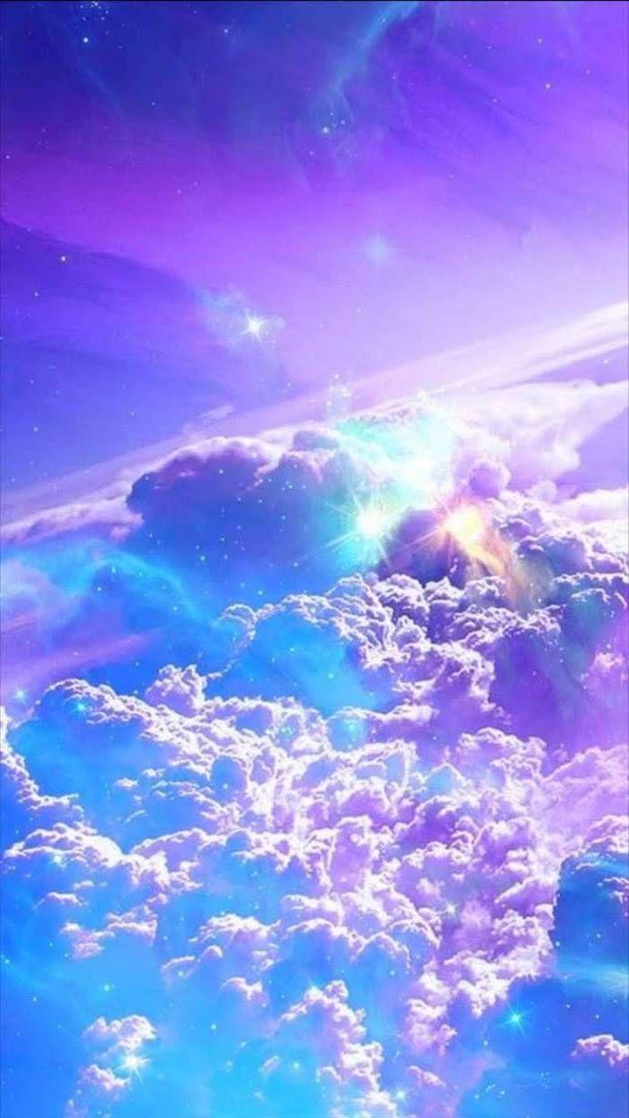 Purple Pink Blue Turquoise Clouds Galaxy Phone Wallpaper Star