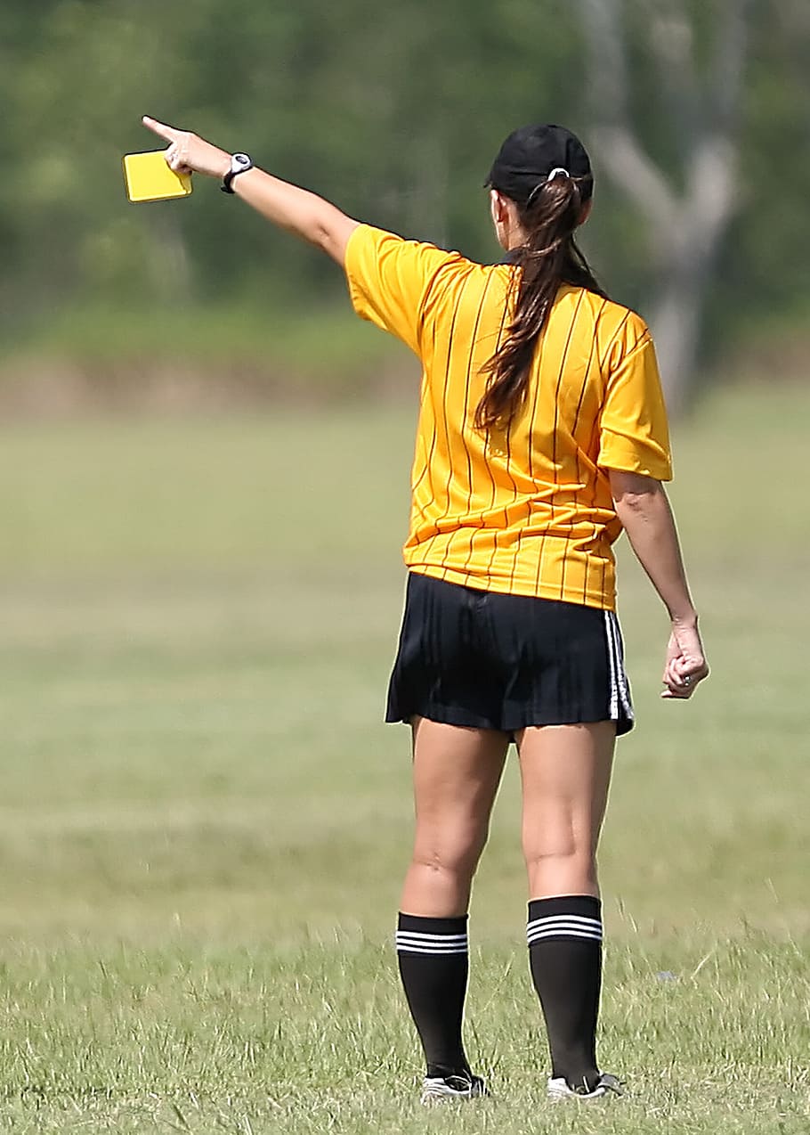 HD Wallpaper Girl Wearing Soccer Uniform Holding Yellow Card