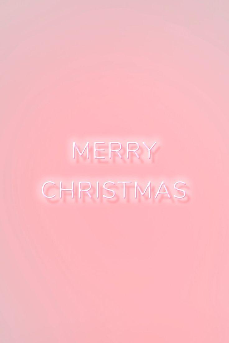 Merry Christmas Neon Word Typography On A Pink Background