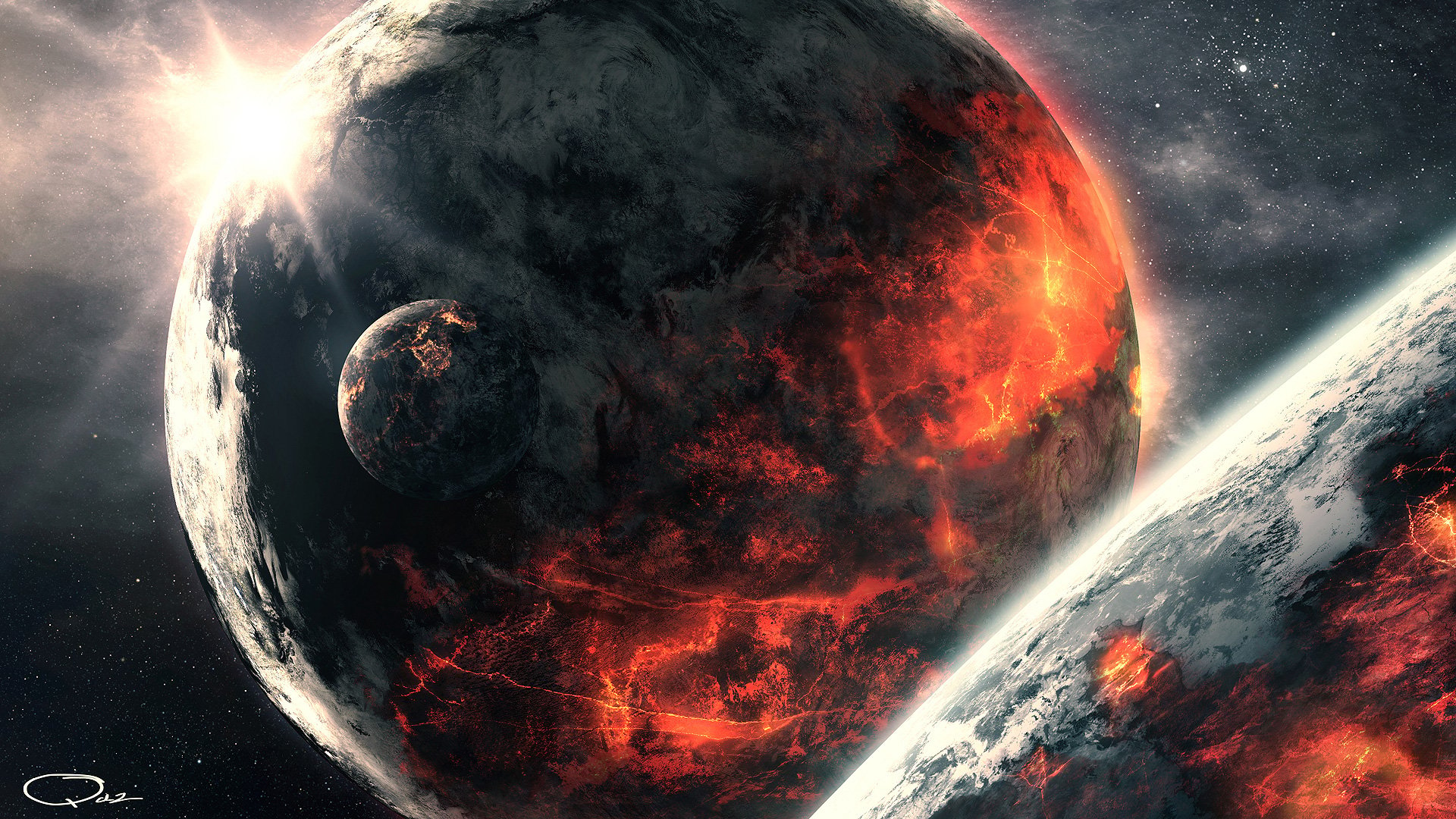 space 1080p wallpaper full hd volcanic planet in space