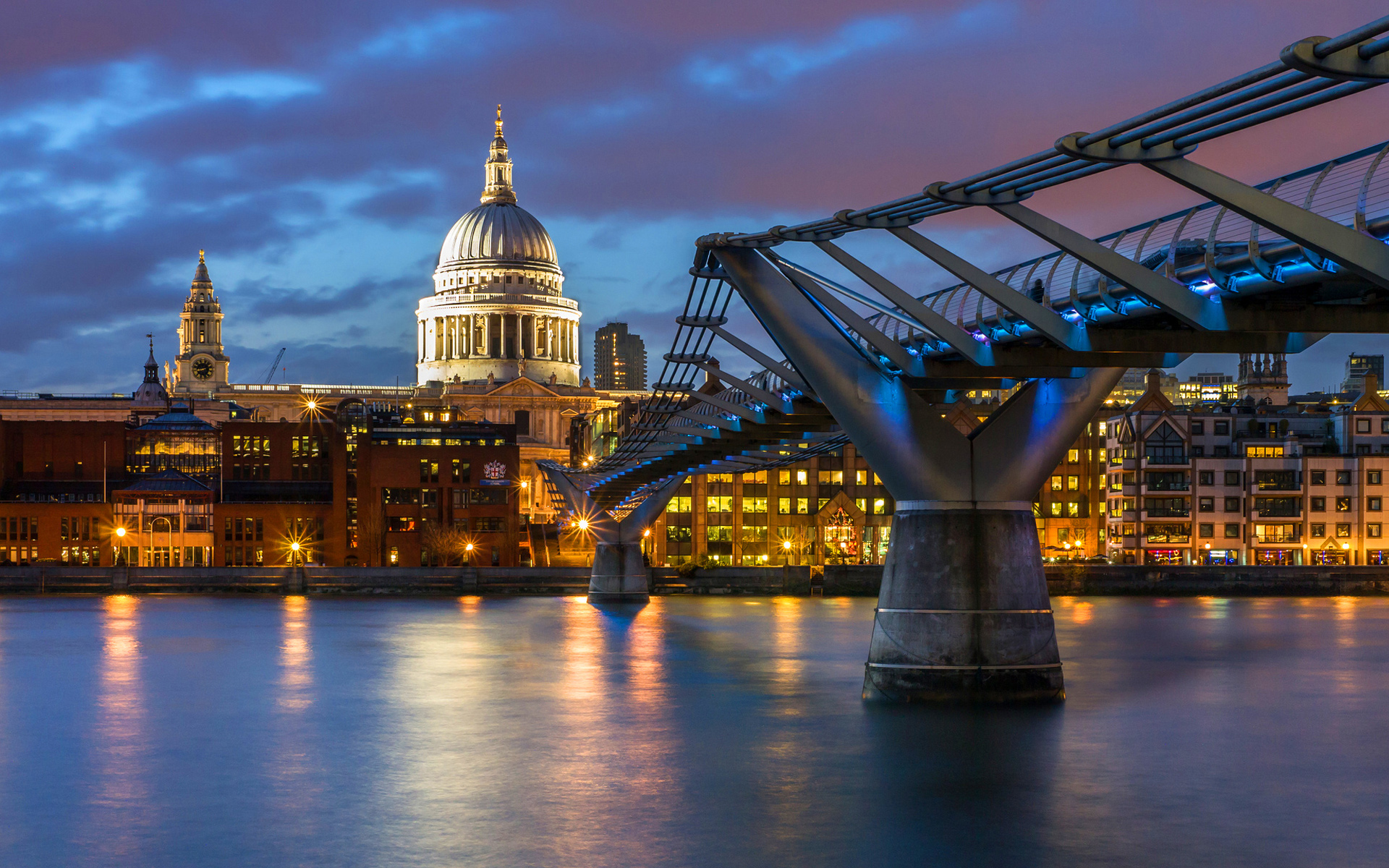 London Millennium Bridge Lights HD Wallpapers