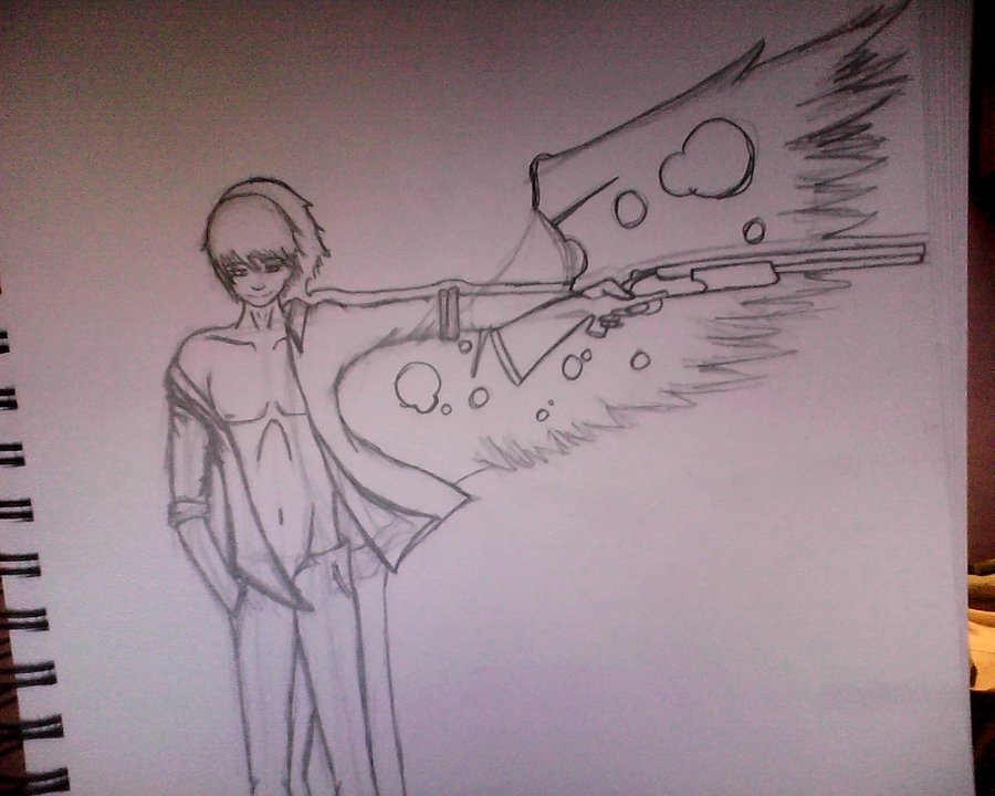Angel With A Shotgun Anime Sketch By