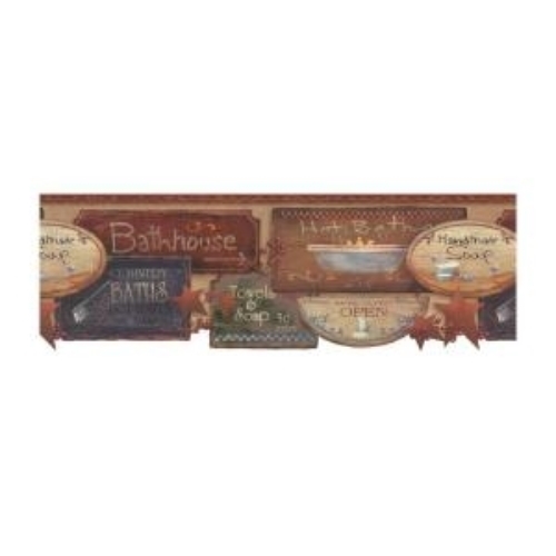 With Rustic Bath Signs Wallpaper Border This Charming Will