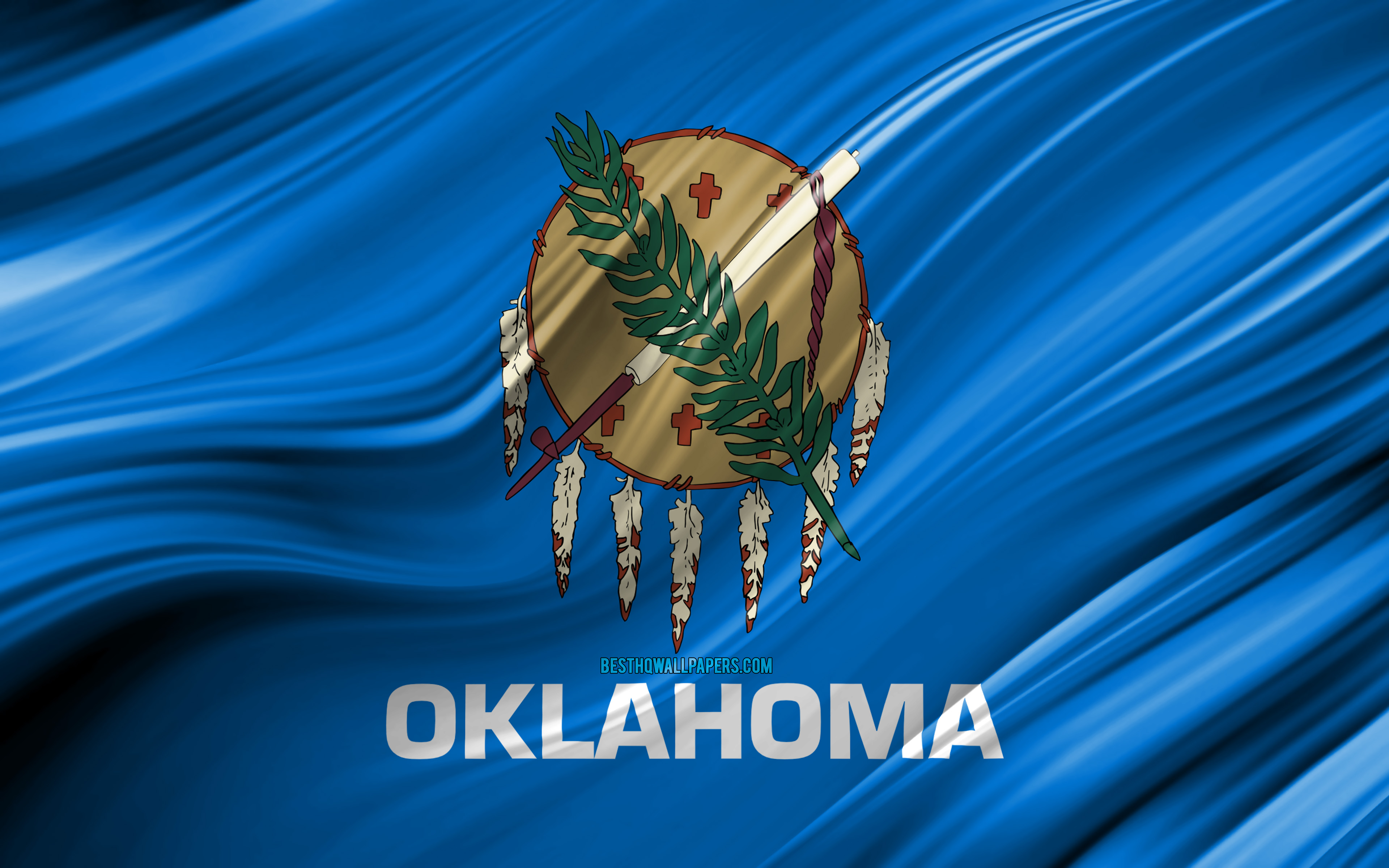 Wallpaper 4k Oklahoma Flag American States 3d Waves