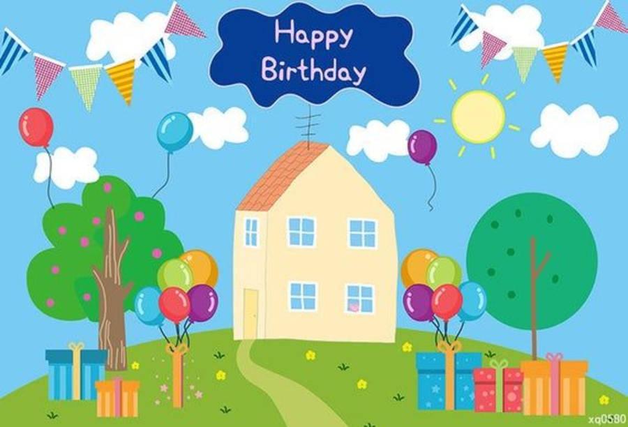 Happy BirtHDay Peppa Pig House Wallpaper