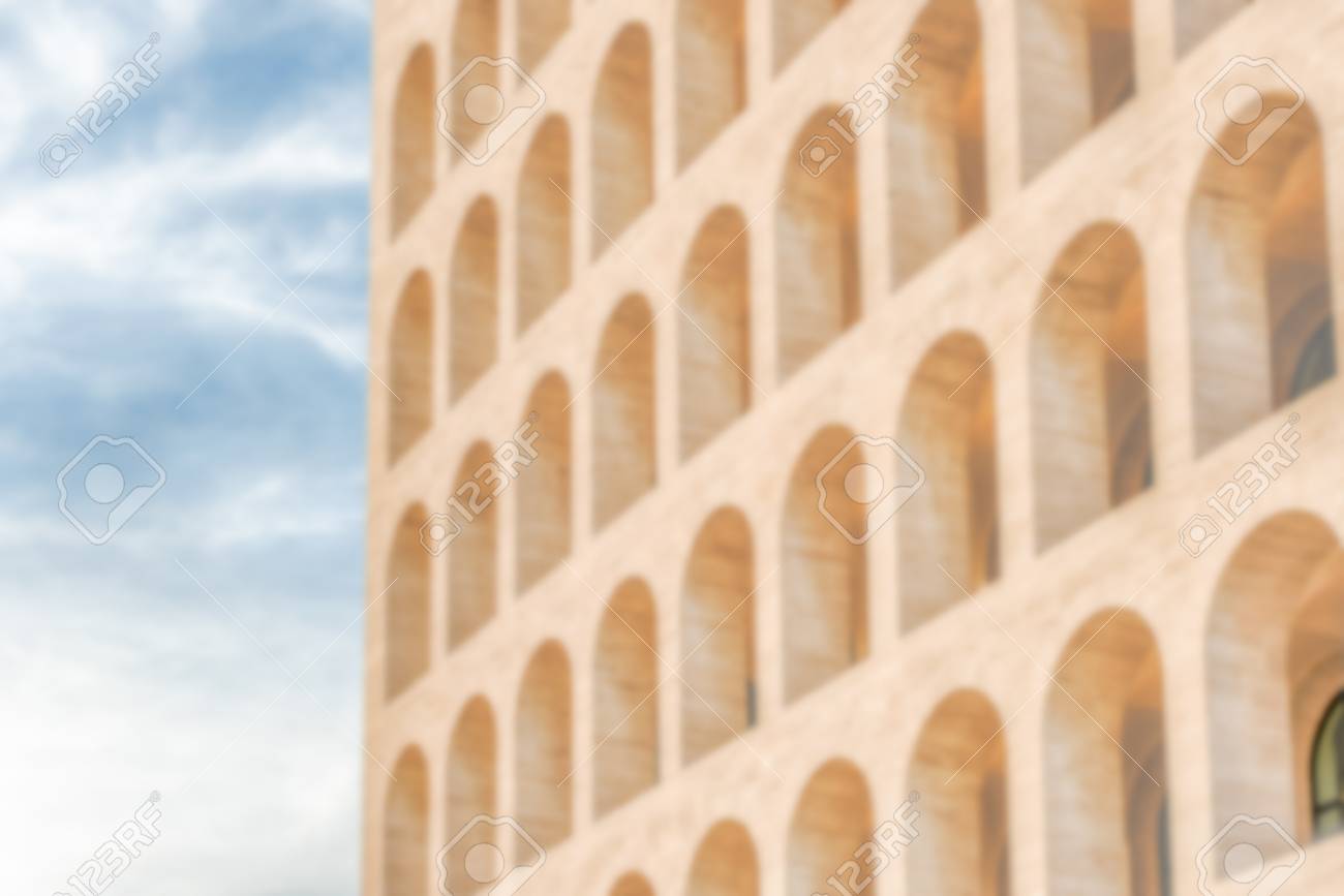 Defocused Background Of Neoclassical Architecture In Rome Italy