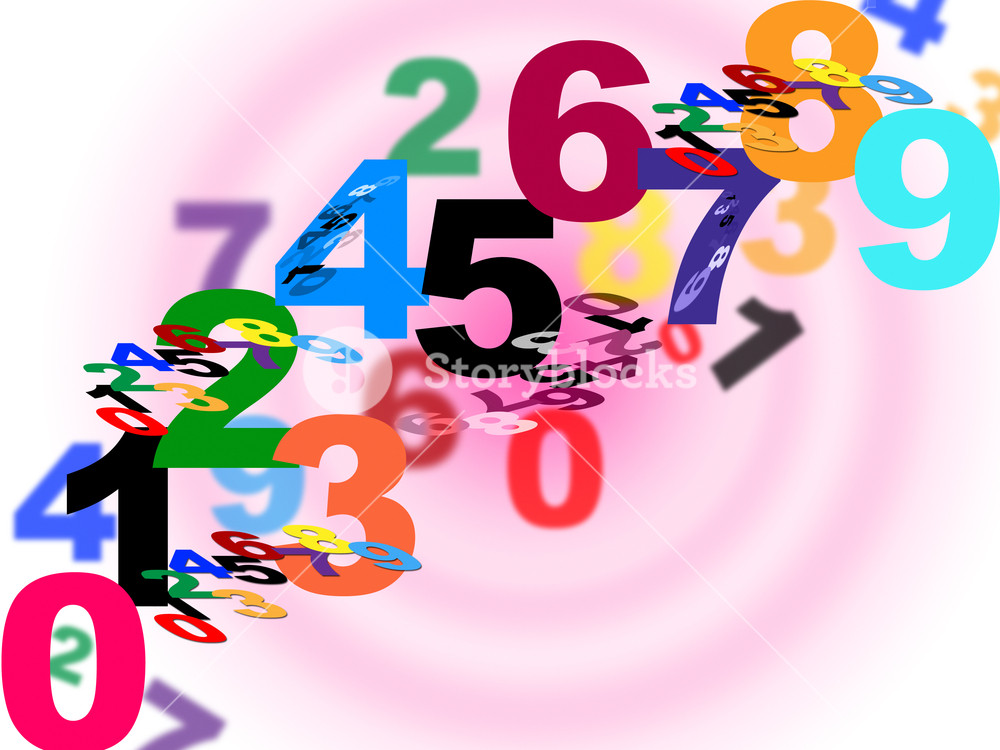 Numbers Maths Showing Numeracy Numeric And Background Royalty