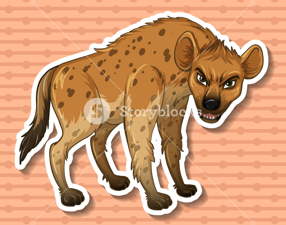 Sticker Of A Hyena On Brown Background Royalty Stock Image