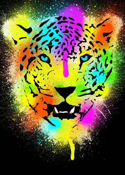 Pop Tiger Paint Spray Splatters Dspt Black Background Copy