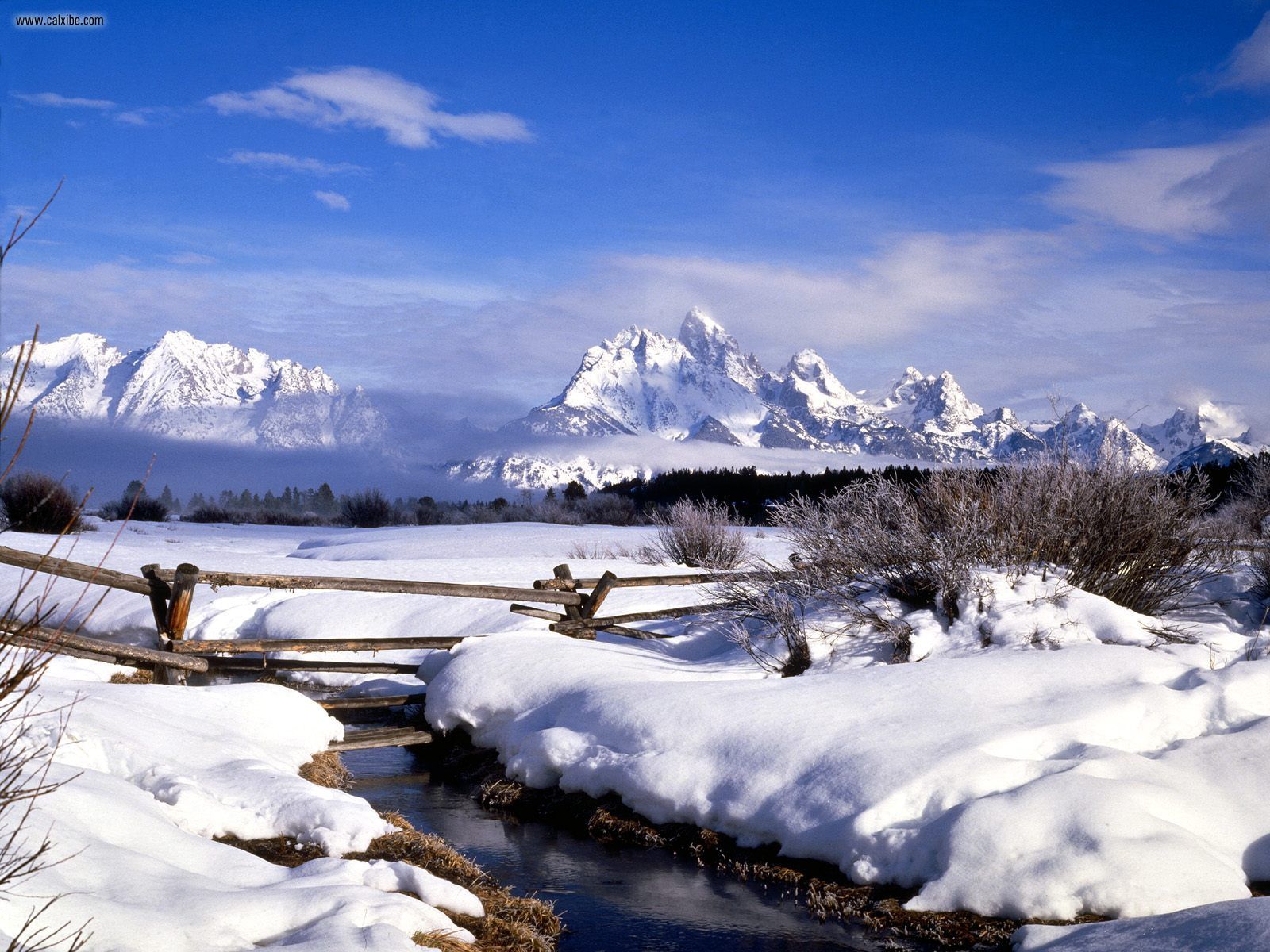 Grand Tetons In Winter Wyoming Full Screen