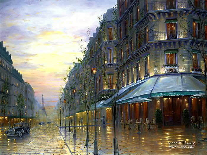 Robert Finale Paintings Wallpaper Cafe De Paris France