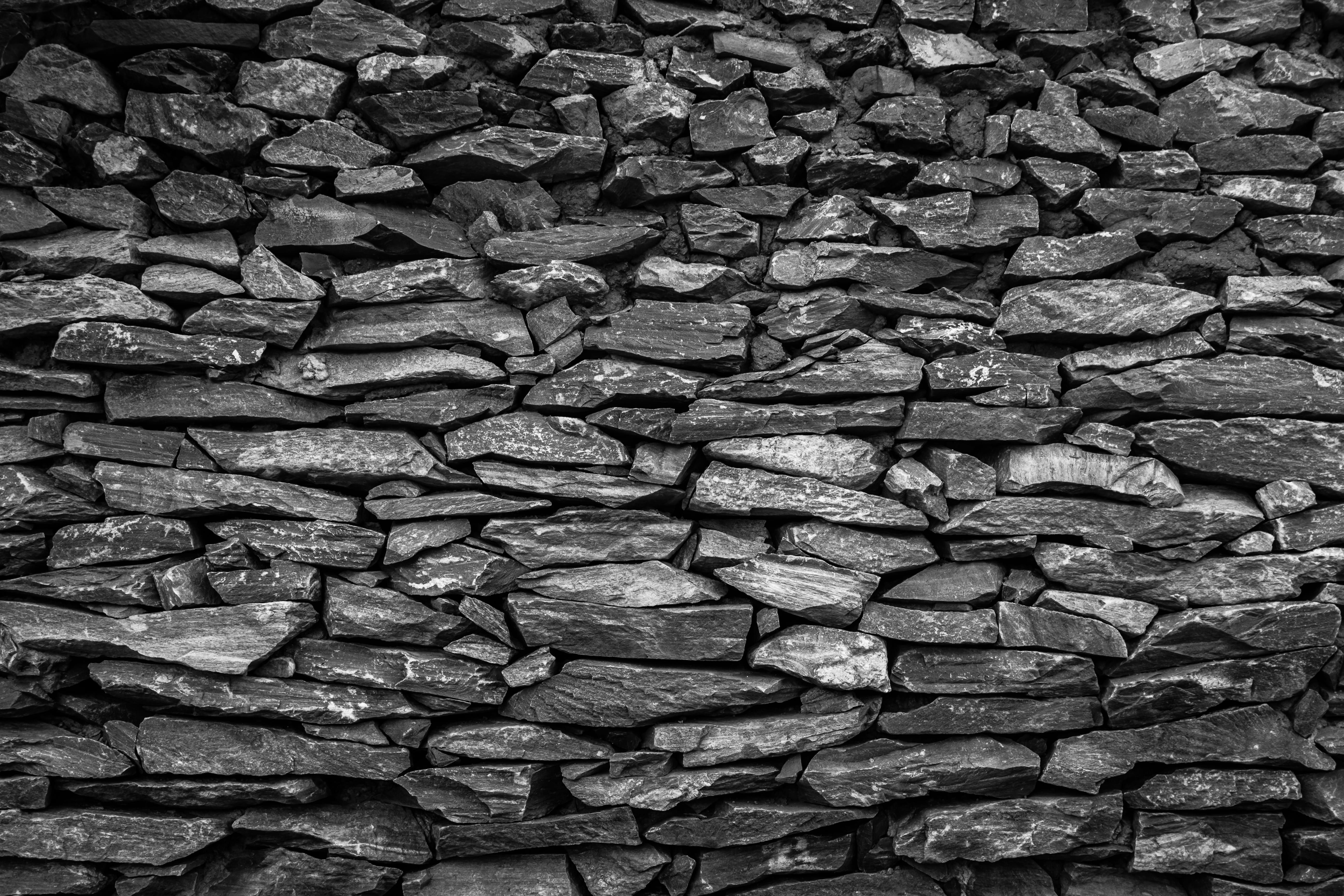 Black Stone Fragment Lot Wall Texture Brick Rock