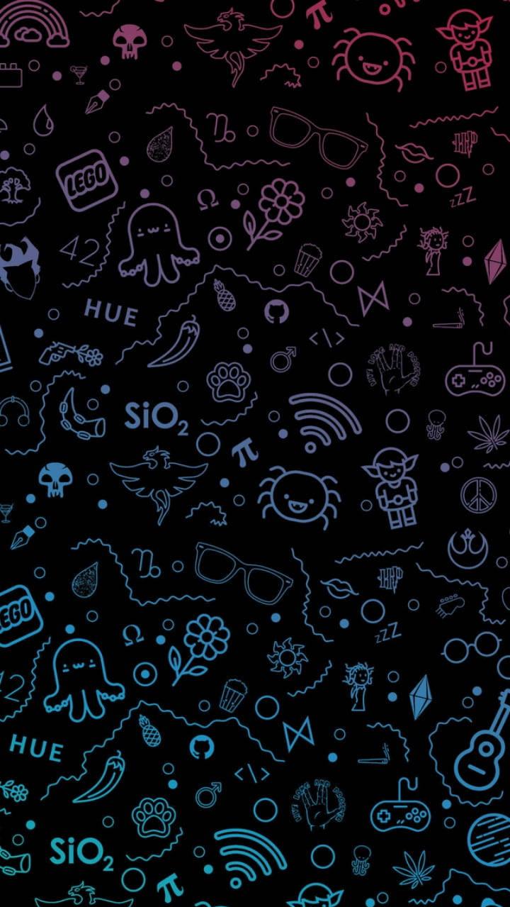 Doodle Neon Aesthetic iPhone Wallpaper