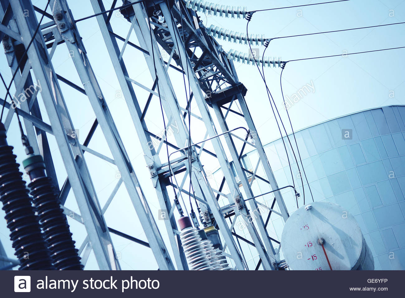 Power Transformer Substation Abstract Technology Background Stock
