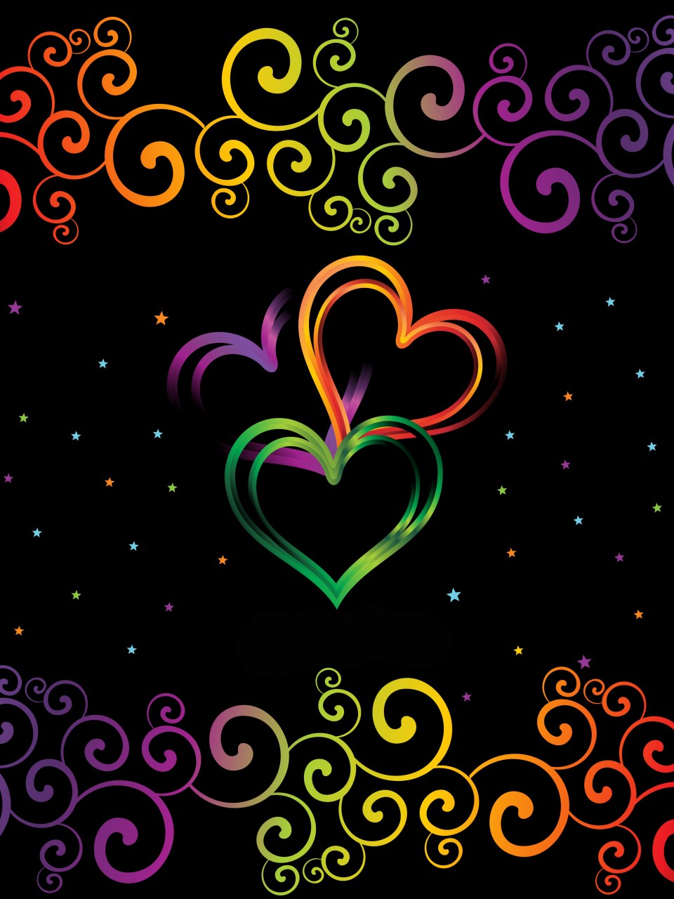 Colorful Hearts on Black Backgrounds Elsoar