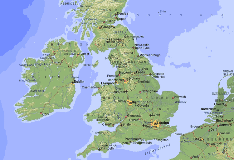 England Map Of World On