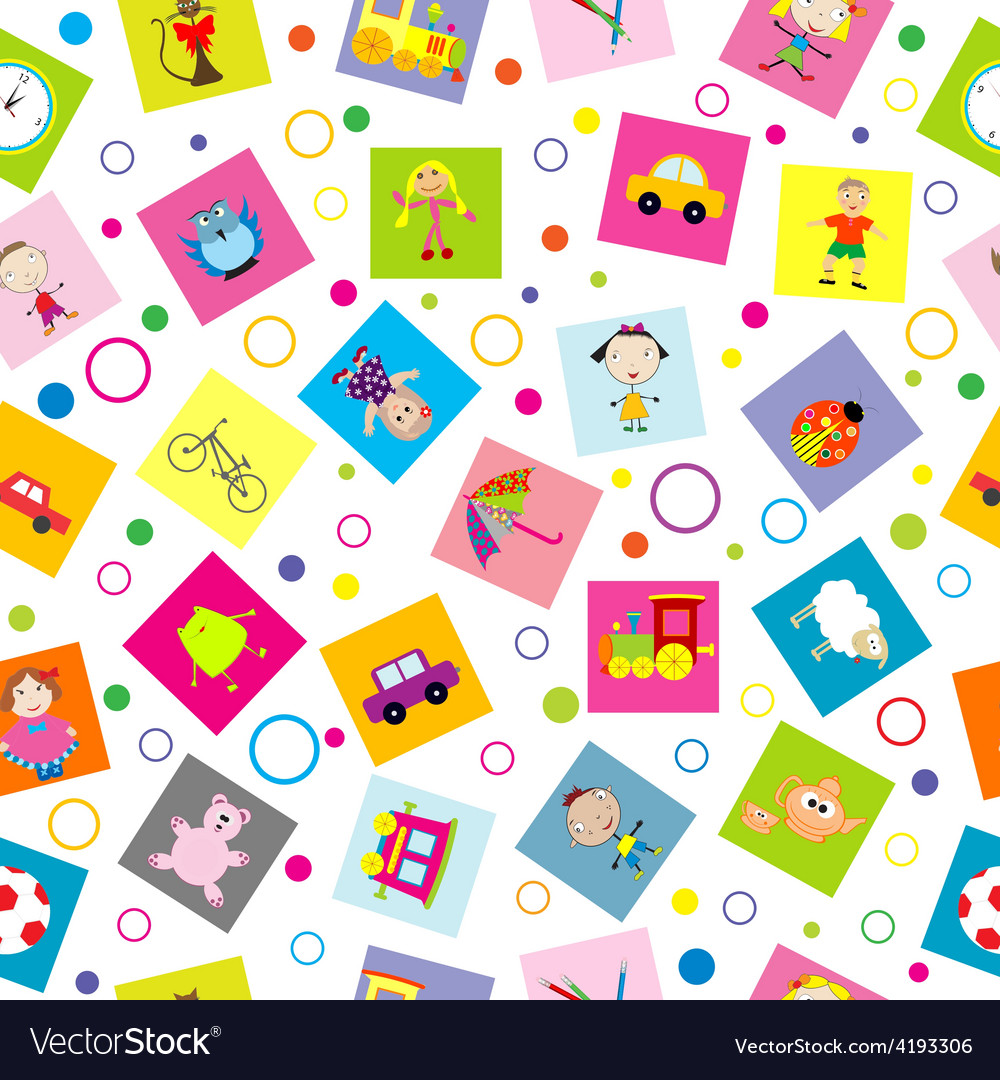 Free download Seamless background with toys and cartoon kids Vector