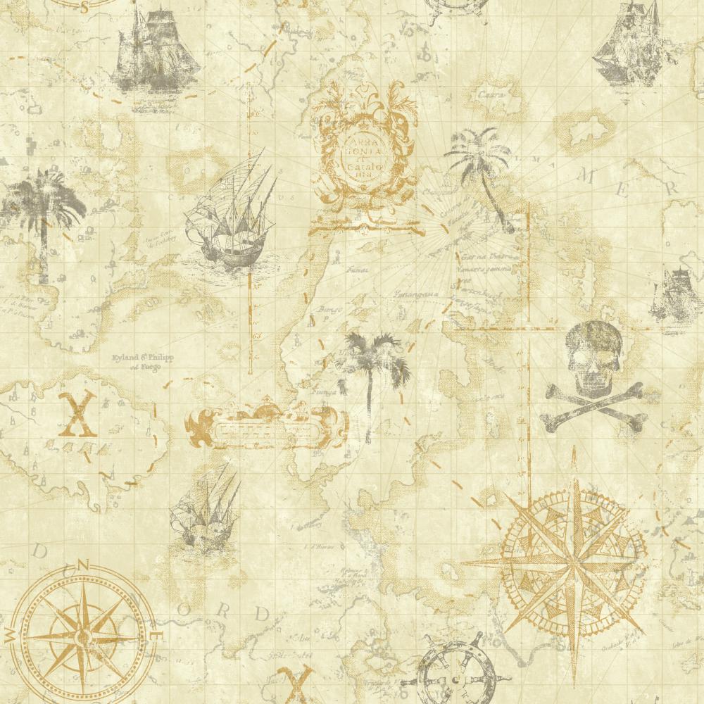 Nautical Map Pirate Cool Kids Wallpaper