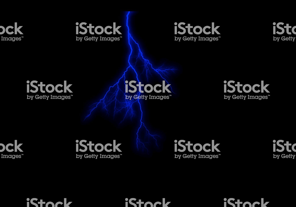 Blue Thunder Lightning Striking Abstract Electric Background Stock