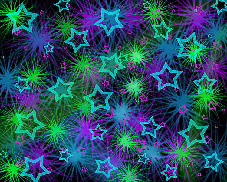 Green Blue Purple Stars On Black Background Comment for Myspace