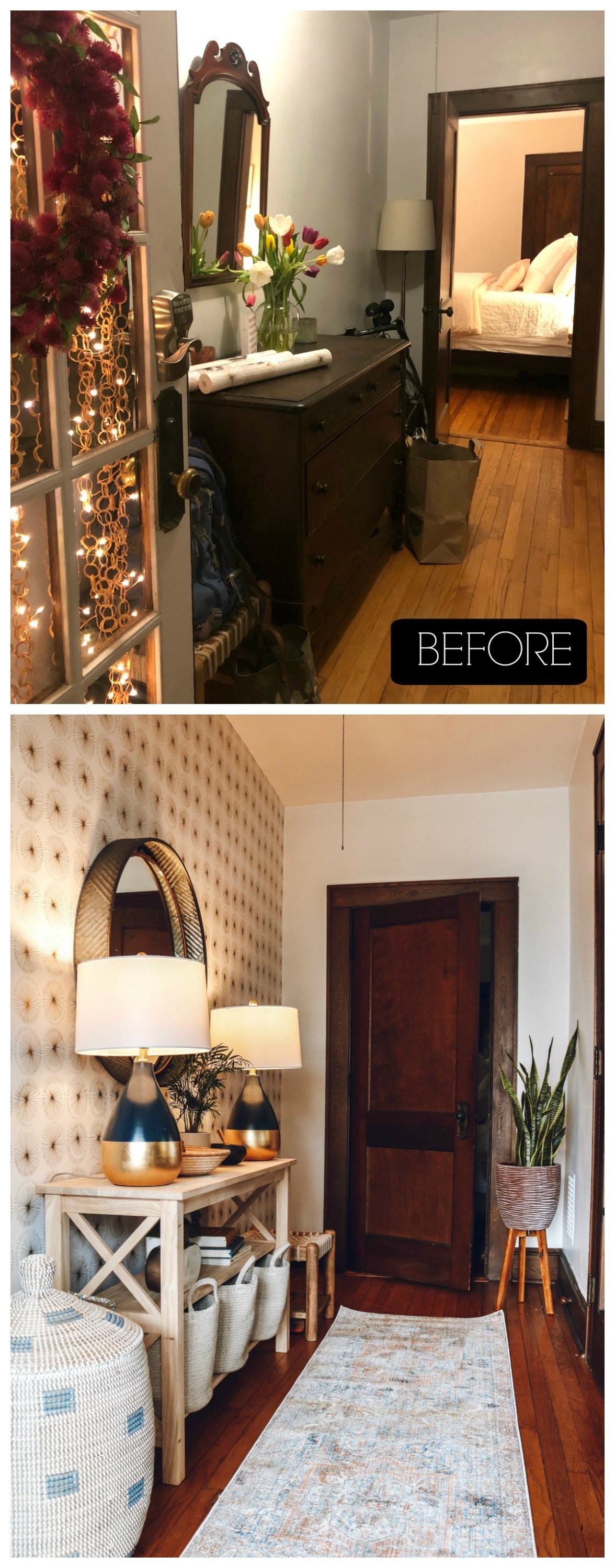 Entry Makeover With Removable Wallpaper And No Closet Nesting
