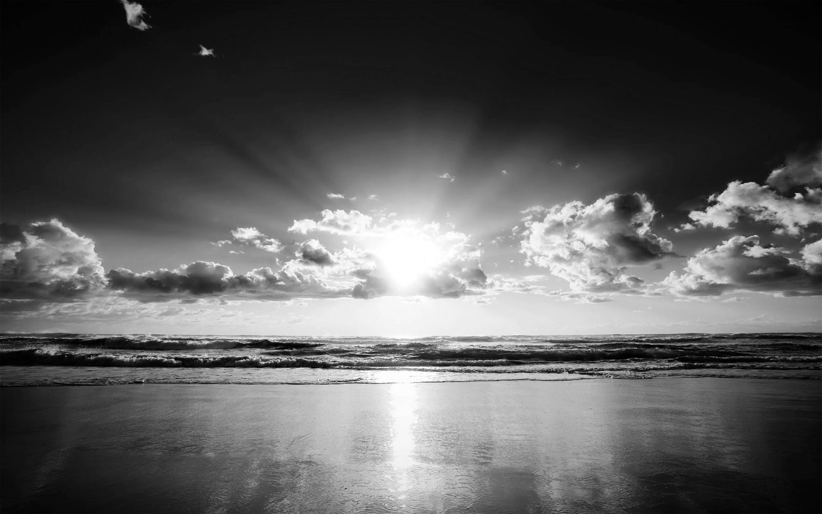Black and White Wallpapers Black and White Beach Landscape HD 1600x1000