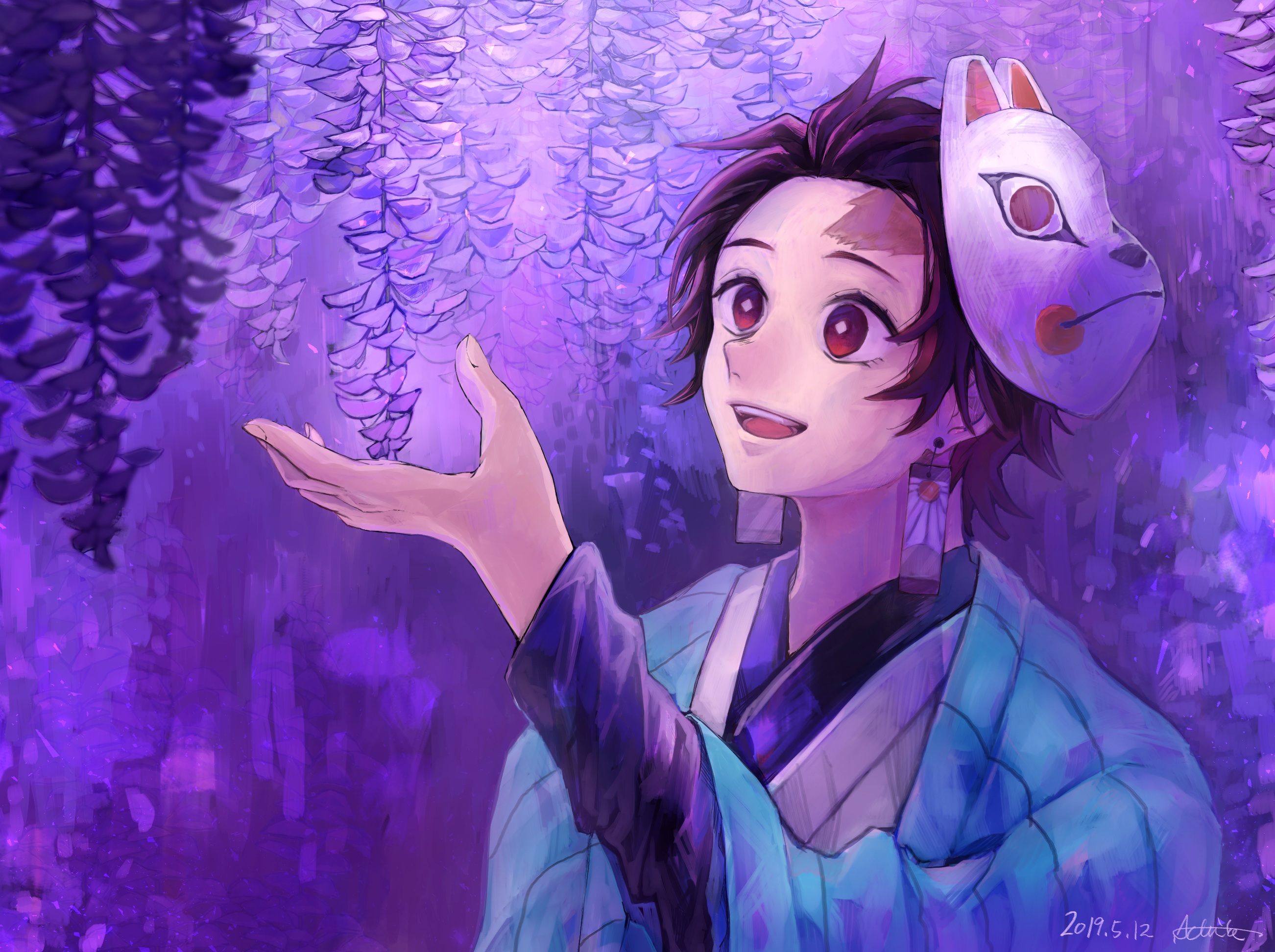 Tanjiro Kamado HD Wallpaper Vibrant Demon Slayer Anime Art By